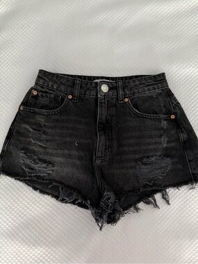 Garage Black High-Rise Distressed Denim Shorts